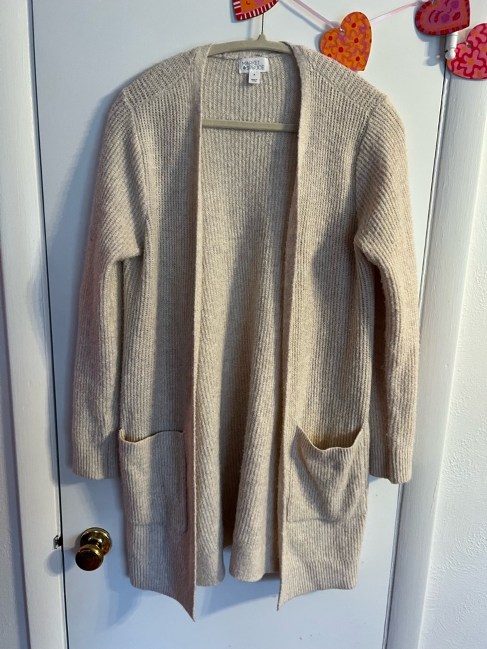 Market & Spruce Open-Front Ribbed Cardigan - Cream